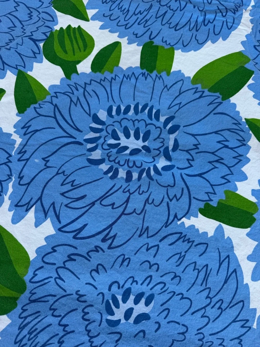 Crate & Barrel Marimekko Primavera 4-Piece Twin Sheet Set Blue Floral Cotton GUC